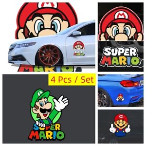 4pcs/Set Decal Stickers Super Mario Kart Vinyl Motorcycle Truck Window Scratch