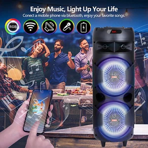 4000W Bluetooth Speaker Dual 6.5" Rechargable Subwoofer Party FM Karaok DJ LED - Zdjęcie 1 z 10