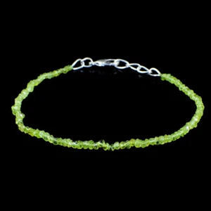 25.00 Cts Natural 7 Inches Long Green Peridot Faceted Beads Bracelet NK 51-E65 - Picture 1 of 2