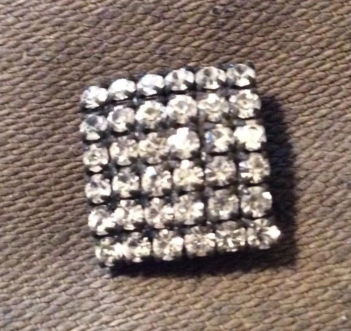 BEAUTIFUL BUTTONS #C7204BL- SMALL SQUARE RHINESTONES- -SHANK--5/8"---2 PIECES - Image 1 of 1