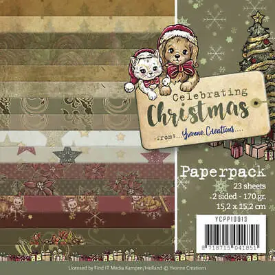 Paquete De Papel - 15,2 X 15,2 Cm - Creaciones Yvonne - Celebrando La Navidad - 170gr - • 4.99€