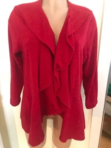 Suéter Csrdigan con volantes rojo intenso M Travel Elements para mujer  - Imagen 1 de 2