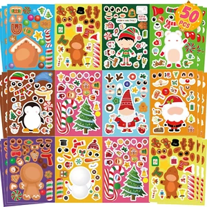 Christmas Stickers for Kids 50PCS Christmas Make Your Own Stickers Christmas Cra - Picture 1 of 12