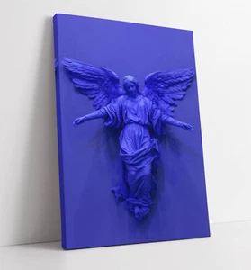 COOL PURPLE BLUE STATUE OF ANGEL HOME DECOR CANVAS WALL ART PICTURE PRINT - Picture 1 of 2