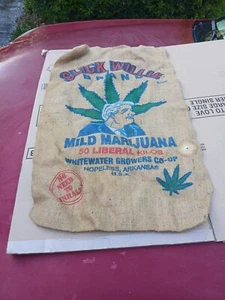 Saco de arpillera vintage - Bolso de marihuana marca Willie Slick Presidente Bill Clinton EE. UU. - Imagen 1 de 10