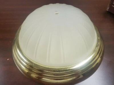 Ceiling Lighting Flush Mount Polished Brass Finish; Frosted Glass - Image 1 of 4