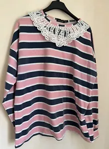 Ladies Size 16 Pink/Navy Sweatshirt By Boohoo - Picture 1 of 4