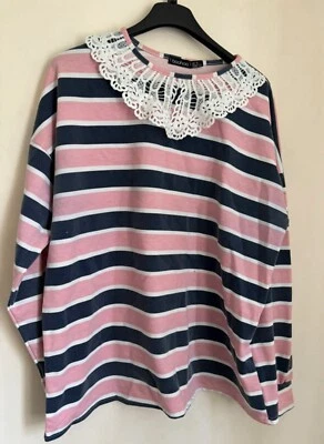 Ladies Size 16 Pink/Navy Sweatshirt By Boohoo - Image 1 of 4
