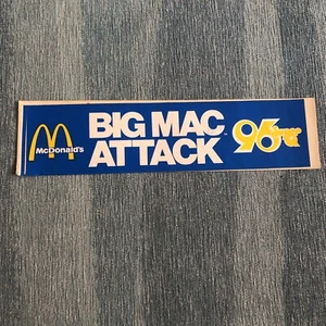 ORIGINAL Vintage 1970s 96 Super Q McDonald's Big Mac Attack Bumper Sticker SATX - Picture 1 of 6