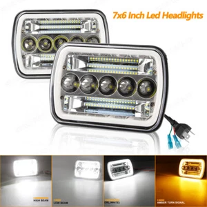 2PCS 7x6"INCH H4 LED Headlights Hi-Lo DRL Bulb For Jeep YJ XJ Chevy Express GMC - Picture 1 of 15