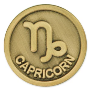 PinMart's Antique Gold Capricorn Zodiac Goat Symbol Lapel Pin - Picture 1 of 3