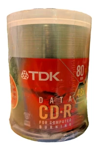100 pack  blank TDK Data CD-R For Computer Burning 80min 700MB - Picture 1 of 5