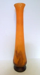 Glass Paste Vase Orange and Blue Signed Muller Lunéville Art Nouveau Height 51 - Picture 1 of 8