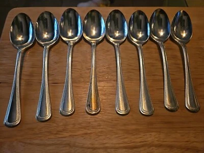 Oneida Community PATRICIAN 8 cucharas soperas con cuentas 1975 cubiertos plateados Foto 1 de 4
