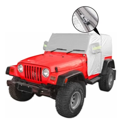 Car Cover Waterproof WITH Zipper For Jeep Wrangler 2 Door CJ YJ TJ JK 87-21 - Image 1 of 4