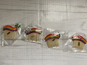 Vintage 1980's Hair Clip Barrette Comb Plastic Rainbow Lot Of 4 NOS Taiwan New - Picture 1 of 7