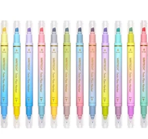 Writech Dual Tip Highlighter Markers: Fine & Chisel Tip Assorted Pastel Colors - Picture 1 of 8