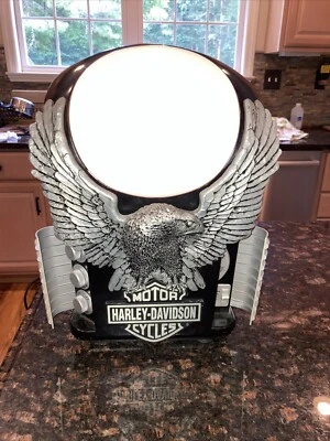 Vintage Harley Davidson Motorcycle Lamp Alarm Clock AM/FM Radio Combo Eagle - Image 1 of 4