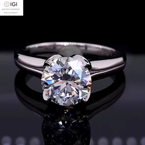 IGI 2.25Ct Round Cut F VS1 Lab Grown Diamond Engagement Ring Solid 950 Platinum - Picture 1 of 19