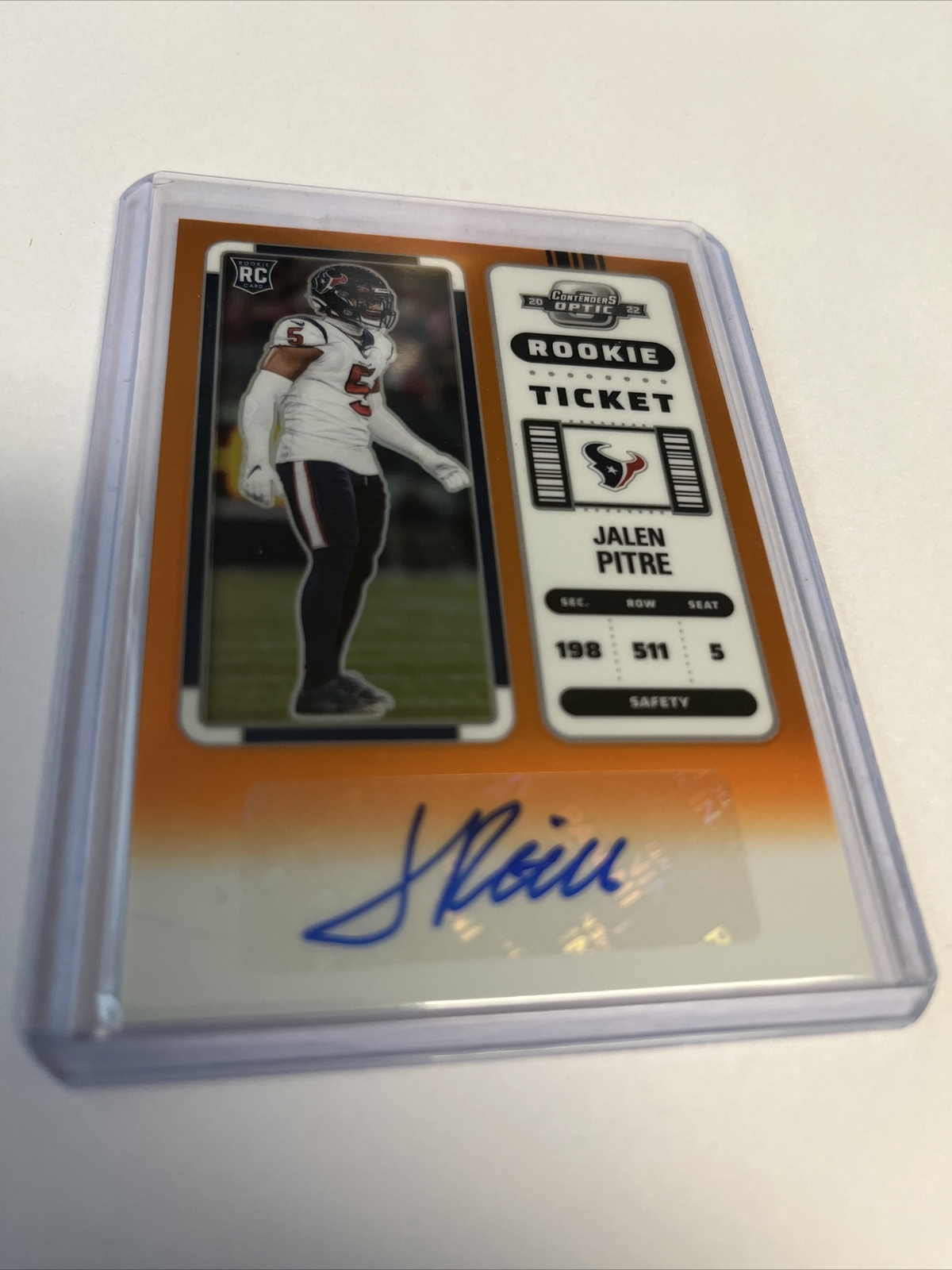 2022 Contenders Optic Rookie Ticket Auto Orange #170 Jalen Pitre /50
