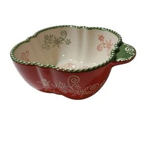 Temp-tations By Tara Festive Floral Lace Christmas Red Square Serving Bowl 16 oz - Picture 1 of 8