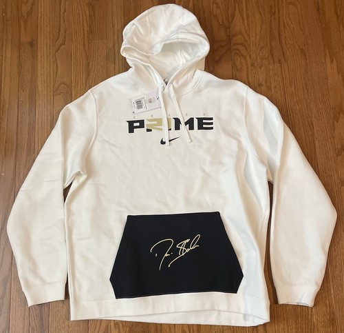 Felpa con cappuccio pullover Nike Coach Prime Deion Sanders 2.0 Club Fleece da uomo nuova con etichetta XL