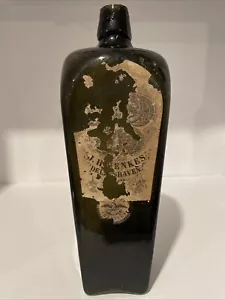 Crude large gin J. H. HENKES Bottle With Partial Label. No Chips /Cracks - Picture 1 of 9