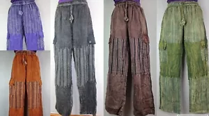 S-5XL UNISEX Cotton Trousers Hippy Boho Yoga Pants Wide Festival Casual HT16