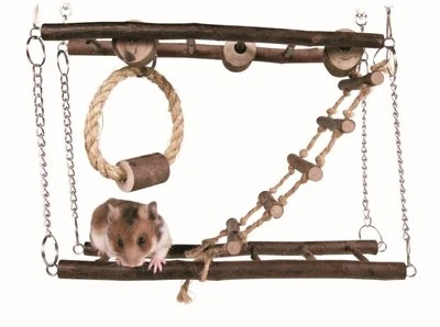 Trixie Hamster Mouse Gerbil Cage Natural Wood Hanging Suspension Bridge Toy61650 - Image 1 of 3