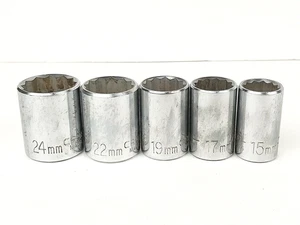 Craftsman USA 5-pc Socket Lot 1/2" Drive 12pt Metric - 24mm 22mm 19mm 17mm 15mm - Picture 1 of 4