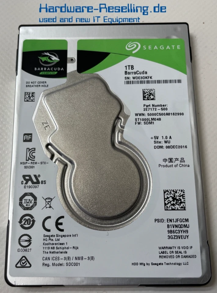 Seagate Barracuda 1TB 2,5" HDD SATA III 6G 128MB 7.2K ST1000LM048 2E7172-500 - Bild 1 von 1