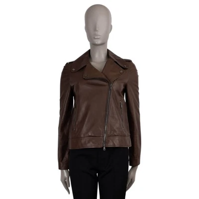 Jaqueta BIKER 72348 autêntica BRUNELLO CUCINELLI couro marrom escuro 2020 40 P - Imagem 1 de 4