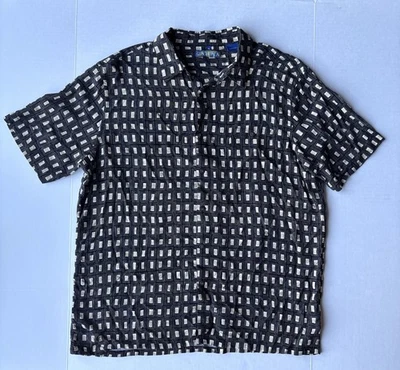 Campia Moda Square Geometric Design Button Up Men's Short Sleeve Shirt  Size XL - Image 1 of 4