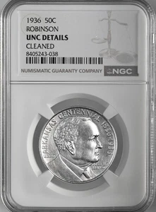 Medio dólar de plata Robinson 1936 50C NGC UNC detalles "limpiados" #8405243-038 - Imagen 1 de 4