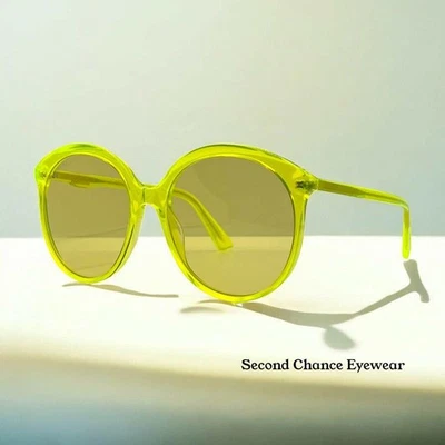 Gucci Gg0257S 004-Neon Yellow Round Sunglasses-Deadstock|Unworn-Full Kit-Italy - Image 1 of 4