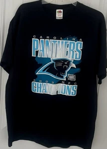 Maglietta Carolina Panthers NFL Uomo XL 100% Cotone Nero S/S Crew Nuova con etichette (F295) - Foto 1 di 1