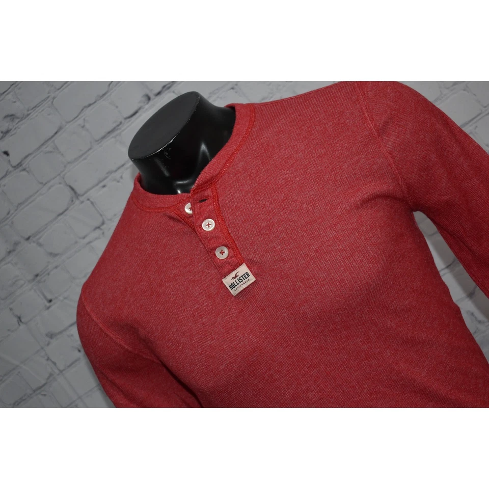 Camisa Hollister Henley Para Hombre Talla Mediana Algodón Mezcla Poliéster Roja  Foto 1 de 4