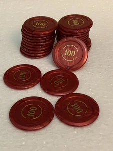 Casino Perlmutt Effekt Jetons Wert 100 Er Rot 25 Stück - Bild 1 von 6