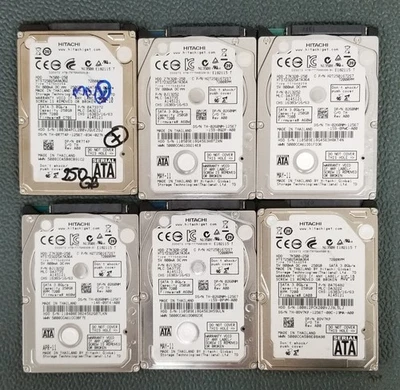 (LOT OF 6) Hitachi Travelstar 250 GB Z7K320 HTE723225A7A364,7200, 2.5" DRIVE - Image 1 of 3