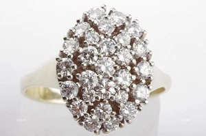 Festive Offer Round Lab Grown/CVD Diamond Cluster Ring Solid In 14k Yellow Gold - Picture 1 of 20