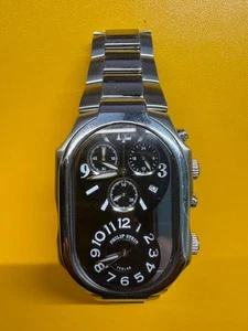 Philip Stein Men's Watch Teslar Quartz Dual Time Chronograph Stainless Steel - Picture 1 of 9