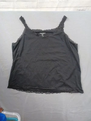Top Y2K Mujer Interior Negro Correa Espagueti Talla 30/32 - 3X Cami Encaje Ribete Dobladillo  Foto 1 de 4