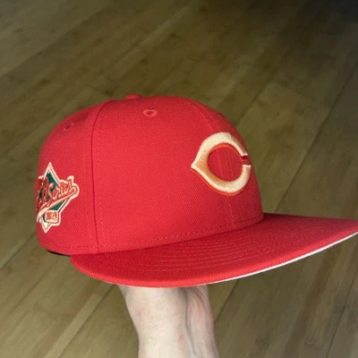 New Era 59FIFTY Cincinnati Reds State Fruit WS1990 Peach Pink Fit 7 1/8 Hat Club - Image 1 of 4