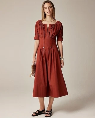 NUEVO CON ETIQUETAS J.Crew Camisa Cintura Ceñida ~ Talla 4 ~ Se Ajusta a Talla 2 ~ Caoba Brillante Foto 1 de 4