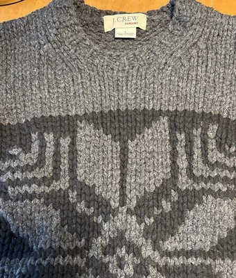 Suéter masculino vintage J Crew Oarsman lã ilha justa robusto tricô manual anos 90 G - Imagem 1 de 4