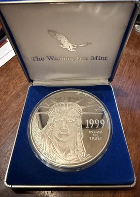 Washington Mint 1999 4 oz plata fina .999 Liberty and Eagle Foto 1 de 4