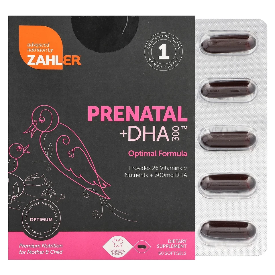 Zahler Prenatal DHA 300 120 cápsulas blandas sin gluten, calidad GMP asegurada, kosher Foto 1 de 3