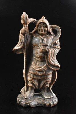 U9784: Antiguo Seto-ware japonés Bishamonten ESTATUA escultura adorno arte budista Foto 1 de 4