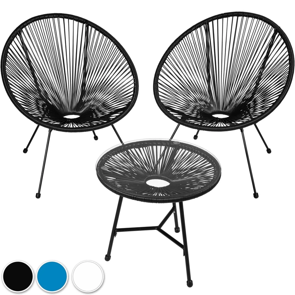 2er Set Acapulco Stuhl mit Tisch Gartenstuhl Gartensessel Retro Lounge Outdoor - Bild 1 von 1