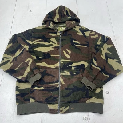 Vintage Northwest Territory Green Camo Hooded Fleece Full Zip Jacket Mens XL - Image 1 of 4